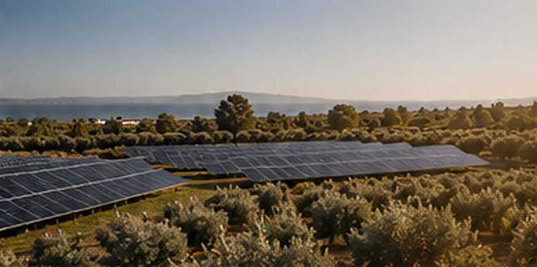 Placas solares entre olivos